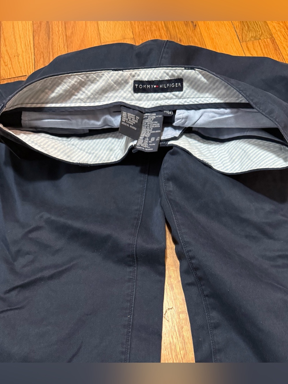 Tommy Hilfiger Men's Navy Blue Chino Pants 32x34 Classic Fit, Straight Leg
